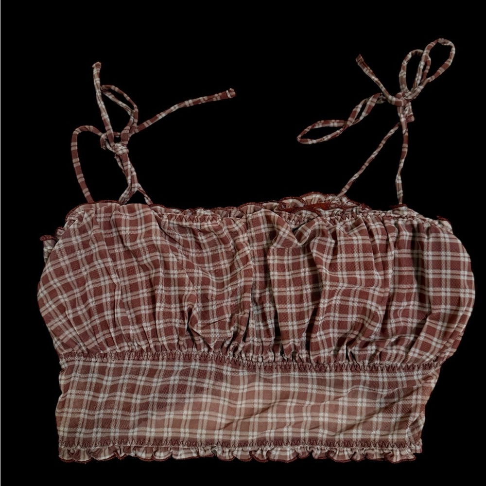 O57 Gilly Hicks Red Plaid Camisole with Adjustable Straps
